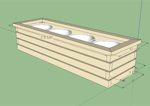 现代木质花池小品设计SU(草图大师)模型