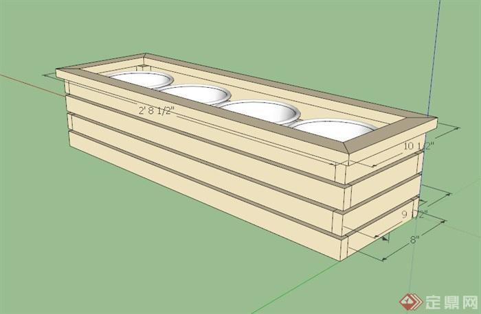 现代木质花池小品设计SU模型(1)