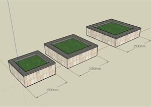 3个常规树池设计SU(草图大师)模型