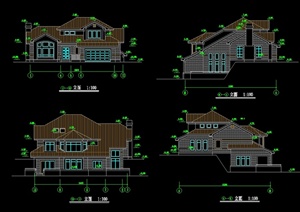 现代中式风格独栋别墅建筑设计cad方案图