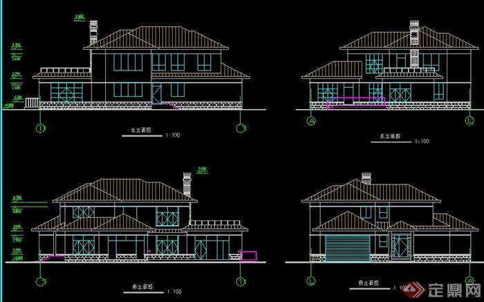 某中式风格别墅住宅建筑方案图纸(1)