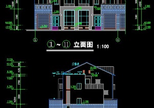 中式双拼别墅建筑方案图纸