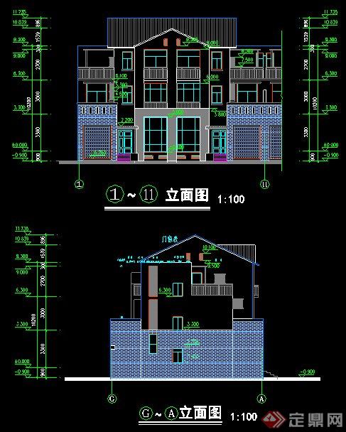 中式双拼别墅建筑方案图纸(1)