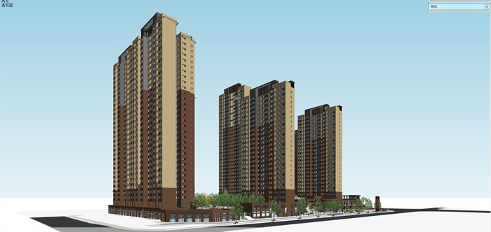 现代风格高层住区及商业住宅楼设计su模型