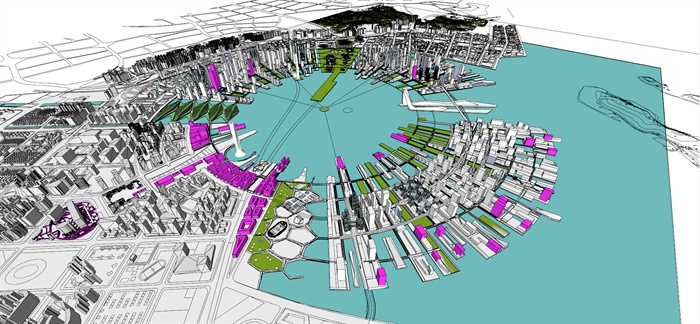 某沿海城市建筑规划设计su模型