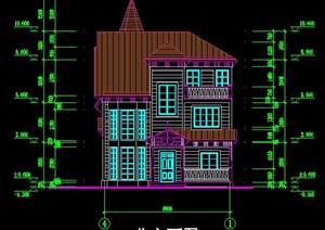 欧式风格3层住宅别墅建筑方案
