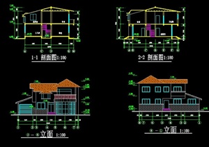 中式风格2层别墅住宅建筑方案