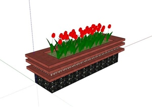 现代矩形花池设计SU(草图大师)模型