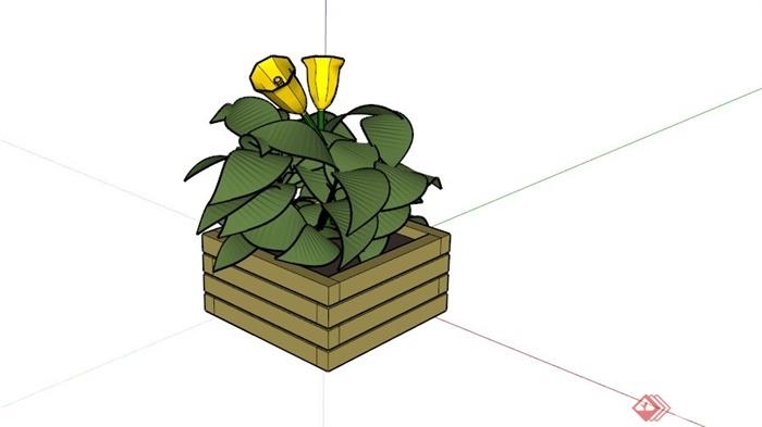 浅色木材花池设计SU模型(1)