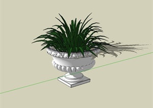 欧式风格花钵植物设计SU(草图大师)模型