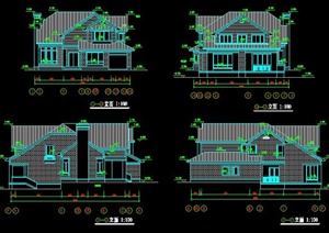 美式双层别墅建筑设计方案图纸