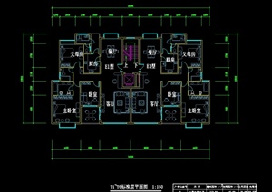 某现代风格住宅建筑楼标准层设计cad方案