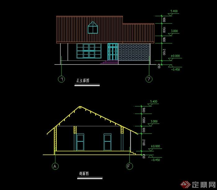 现代中式度假小别墅建筑设计cad方案图(1)