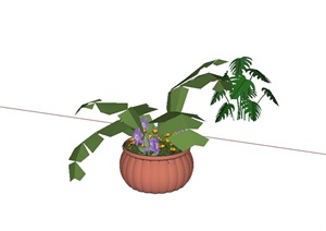 现代独特花钵植物设计SU(草图大师)模型