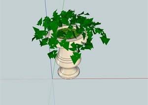 欧式风格花钵柱植物设计SU(草图大师)模型