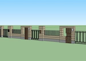 某住宅区围墙设计SU(草图大师)模型