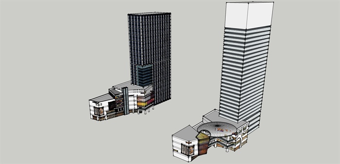 现代风格精致多层商业楼高层办公模综合体建筑设计su模型