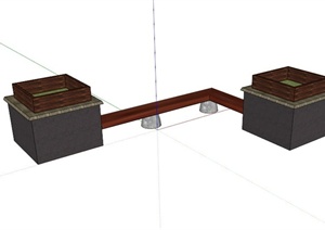 两个花池组合设计SU(草图大师)模型