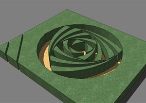 独特玫瑰型花池设计SU(草图大师)模型