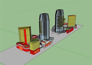 某现代风格商业办公综合楼建筑设计SU(草图大师)模型