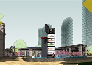 某新古典风格商业片区建筑楼设计SU(草图大师)模型
