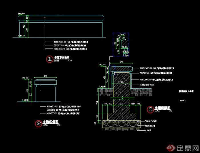 现代简约廊架CAD施工图(3)