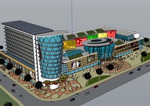 某现代购物广场建筑设计SU(草图大师)模型素材