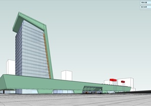 现代简约国际会展中心建筑设计SU(草图大师)模型