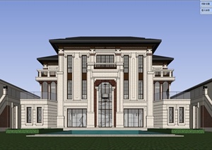 新古典风格独栋别墅建筑楼设计SU(草图大师)模型