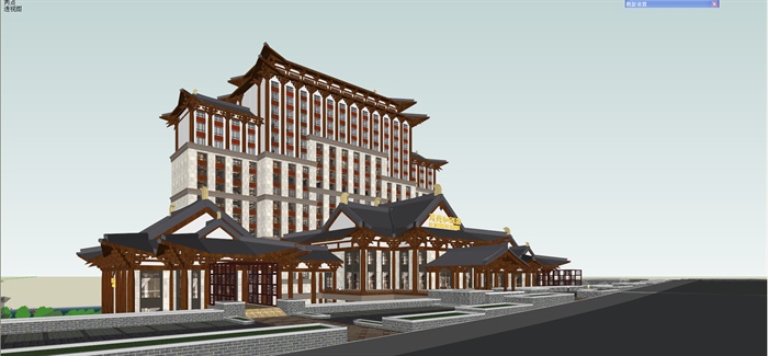 某古典中式风格精致酒店建筑设计su模型