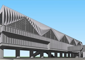 现代混凝土水电站设计SU(草图大师)模型