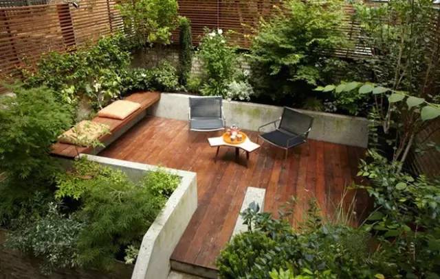 庭院,庭院景观,桌椅,防腐木铺地,坐凳