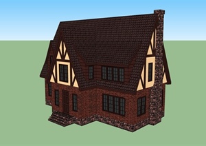 英式风格住宅小屋建筑设计SU(草图大师)模型