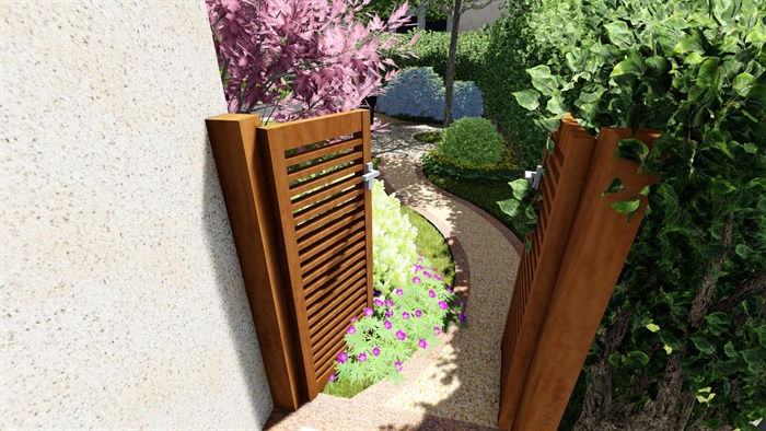 某欧式风格住宅花园设计su模型、pdf方案