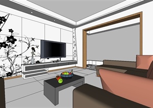 现代风格住宅室内设计SU(草图大师)模型