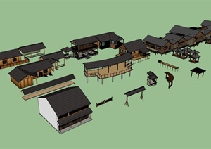 现代中式厂房建筑SU(草图大师)模型
