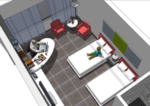 现代简约酒店标准房室内设计SU(草图大师)模型