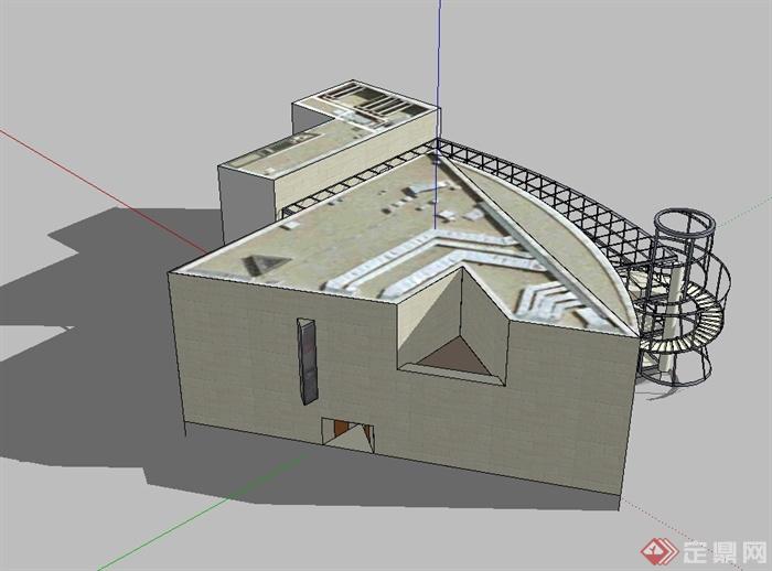 某现代风格多层博物展馆建筑设计su模型(2)
