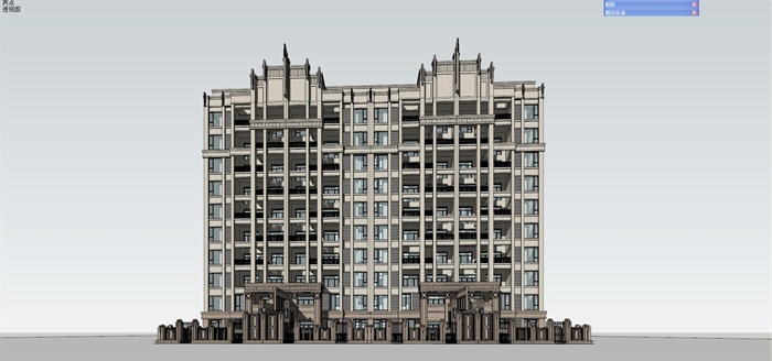 新古典高层住宅建筑楼SU模型