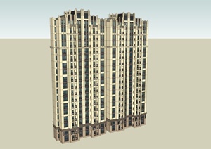 新古典高层拼接住宅建筑SU(草图大师)模型