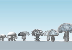多款蘑菇雕塑SU(草图大师)模型