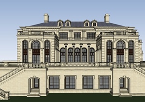 欧式新古典私人会馆建筑设计SU(草图大师)模型