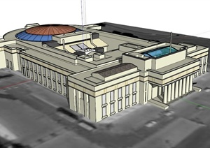 奥克兰欧式博物馆建筑设计SU(草图大师)模型