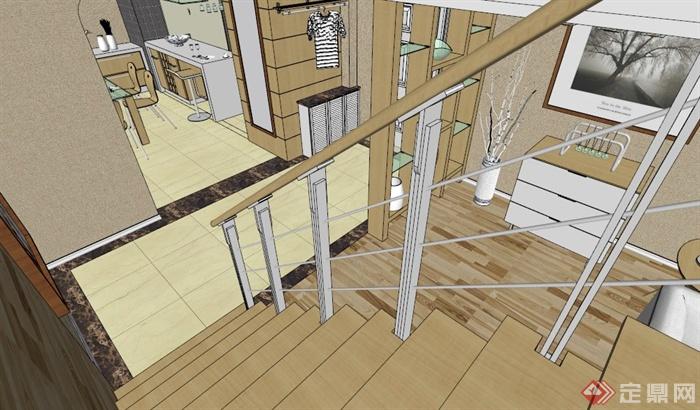 小二层别墅住宅空间设计SU模型(6)