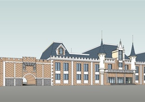 某英式风格主教学楼及办公楼设计SU(草图大师)模型