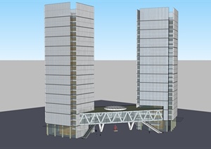现代连栋高层办公大厦建筑SU(草图大师)模型