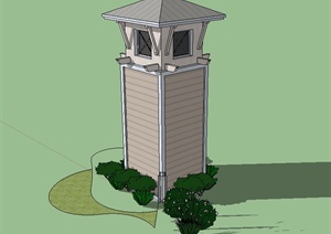 某欧式风格景观塔楼设计SU(草图大师)模型