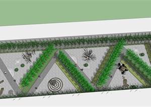 现代风格小游园景观设计SU(草图大师)模型