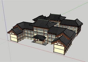 古典中式风格博物馆展览馆SU(草图大师)建筑模型