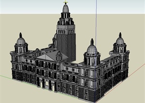 英式风格市政大楼设计SU(草图大师)模型